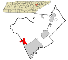 Anderson County Tennessee incorporated and unincorporated areas Oliver Springs highlighted.svg