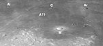 Craters Aldrin, Collins and Armstrong Apollo 11 site annotated AS16-M-1389.jpg