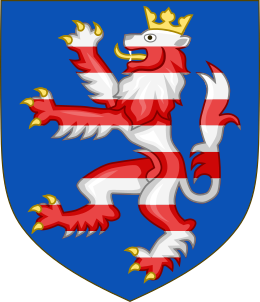 The Ludovingian coat of arms with its lion rampant barry argent and gules, the so-called lion of Hesse