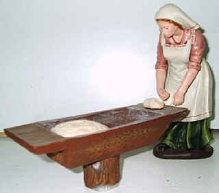<span class="mw-page-title-main">Bread trough</span> Rectangular receptacle with a shallow basin used for making dough