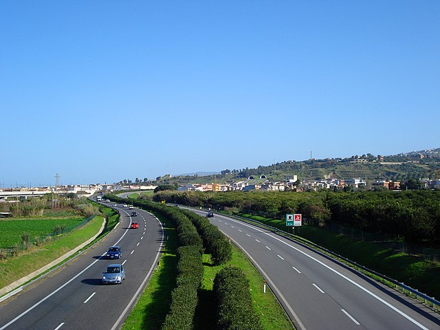 The European route E90 near Torregrotta, Italy