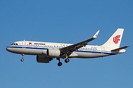 国航空中客车A320neo即将降落于北京首都國際机场