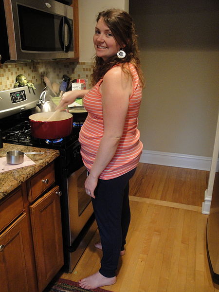 File:Barefoot and pregnant in the kitchen.jpg