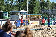 Deutsch: Beachhandball Europameisterschaften 2019 (Beach handball Euro); Tag 1: 2. Juli 2019 – Männer, Vorrunde Gruppe D, Frankreich-Montenegro 2:0 (19:7, 18:9) English: Beach handball Euro; Day 1: 2 July 2019 – Men Preliminary Round Group D – France-Montenegro 2:0 (19:7, 18:9)