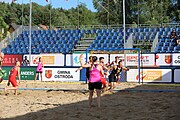 Deutsch: Beachhandball Europameisterschaften 2019 (Beach handball Euro); Tag 1: 2. Juli 2019 – Männer, Vorrunde Gruppe D, Polen-Schweden 2:1 (18:10, 15:9; 8:6) English: Beach handball Euro; Day 1: 2 July 2019 – Men Preliminary Round Group D – Poland-Sweden 2:1 (18:10, 15:9; 8:6)