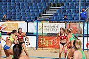 Deutsch: Beachhandball Europameisterschaften 2019 (Beach handball Euro); Tag 2: 3. Juli 2019 – Frauen, Vorrunde Gruppe D, Ukraine-Deutschland 2:0 (23:22, 32:24) English: Beach handball Euro; Day 2: 3 July 2019 – Women Preliminary Round Group D – Ukraine-Germany 2:0 (23:22, 32:24)