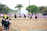 Deutsch: Beachhandball bei den Olympischen Jugendspielen 2018; Tag 6, 12. Oktober 2018; Jungen, Platzierungssspiel Ränge 9-10 – Chinese Taipei (Taiwan)-Uruguay 2:1 English: Beach handball at the 2018 Summer Youth Olympics at 12 October 2018 – Boy's Placement Match 9-10 – Chinese Taipei (Taiwan)-Uruguay 2:1