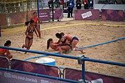 Deutsch: Beachhandball bei den Olympischen Jugendspielen 2018; Tag 5, 10. November 2018; Mädchen, Hauptrunde - Chinese Taipei (Taiwan)-Niederlande 1:2 English: Beach handball at the 2018 Summer Youth Olympics at 11 October 2018 – Girls Main Round – Chinese Taipei (Taiwan)-Netherlands 1:2