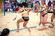 Deutsch: Beachhandball bei den Olympischen Jugendspielen 2018; Tag 5, 10. November 2018; Mädchen, Hauptrunde - Chinese Taipei (Taiwan)-Paraguay 2:0 English: Beach handball at the 2018 Summer Youth Olympics at 11 October 2018 – Girls Main Round – Chinese Taipei (Taiwan)-Paraguay 2:0