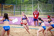 Deutsch: Beachhandball bei den Olympischen Jugendspielen 2018; Tag 6, 11. Oktober 2018; Mädchen, Platzierungssspiel Ränge 11-12 – Amerikanisch Samoa-Mauritius 2:1 English: Beach handball at the 2018 Summer Youth Olympics at 11 October 2018 – Girls Placement Match 11-12 – American Samoa-Mauritius 2:1