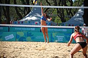 Deutsch: Beachvolleyball bei den Olympischen Jugendspielen 2018; Tag 8, 14. Oktober 2018; Mädchen, Achtelfinale – Bolivien-Puerto Rico 0:2 (18–21/18–21 ) English: Beach volleyball at the 2018 Summer Youth Olympics at 14 October 2018 – Girls Round of 16 – Bolivia-Puerto Rico 0:2 (18–21/18–21 )