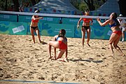 Deutsch: Beachvolleyball bei den Olympischen Jugendspielen 2018; Tag 8, 14. Oktober 2018; Mädchen, Achtelfinale – Bolivien-Puerto Rico 0:2 (18–21/18–21 ) English: Beach volleyball at the 2018 Summer Youth Olympics at 14 October 2018 – Girls Round of 16 – Bolivia-Puerto Rico 0:2 (18–21/18–21 )