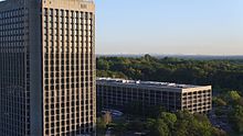 Blue Hill Plaza office tower. New York City is visible in the far distance. Blue Hill Plaza .jpg