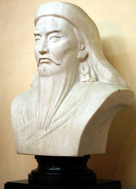 Bust of man with long beard.