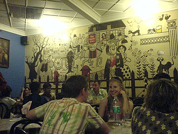 Murals on restaurant walls
