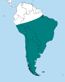 Map showing range of the southern crested caracara