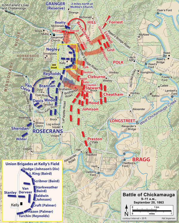 Polk's Right Wing assaults, morning of September 20