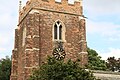 The clock face on the southern side of the west tower at the Church of St Mary and All Saints