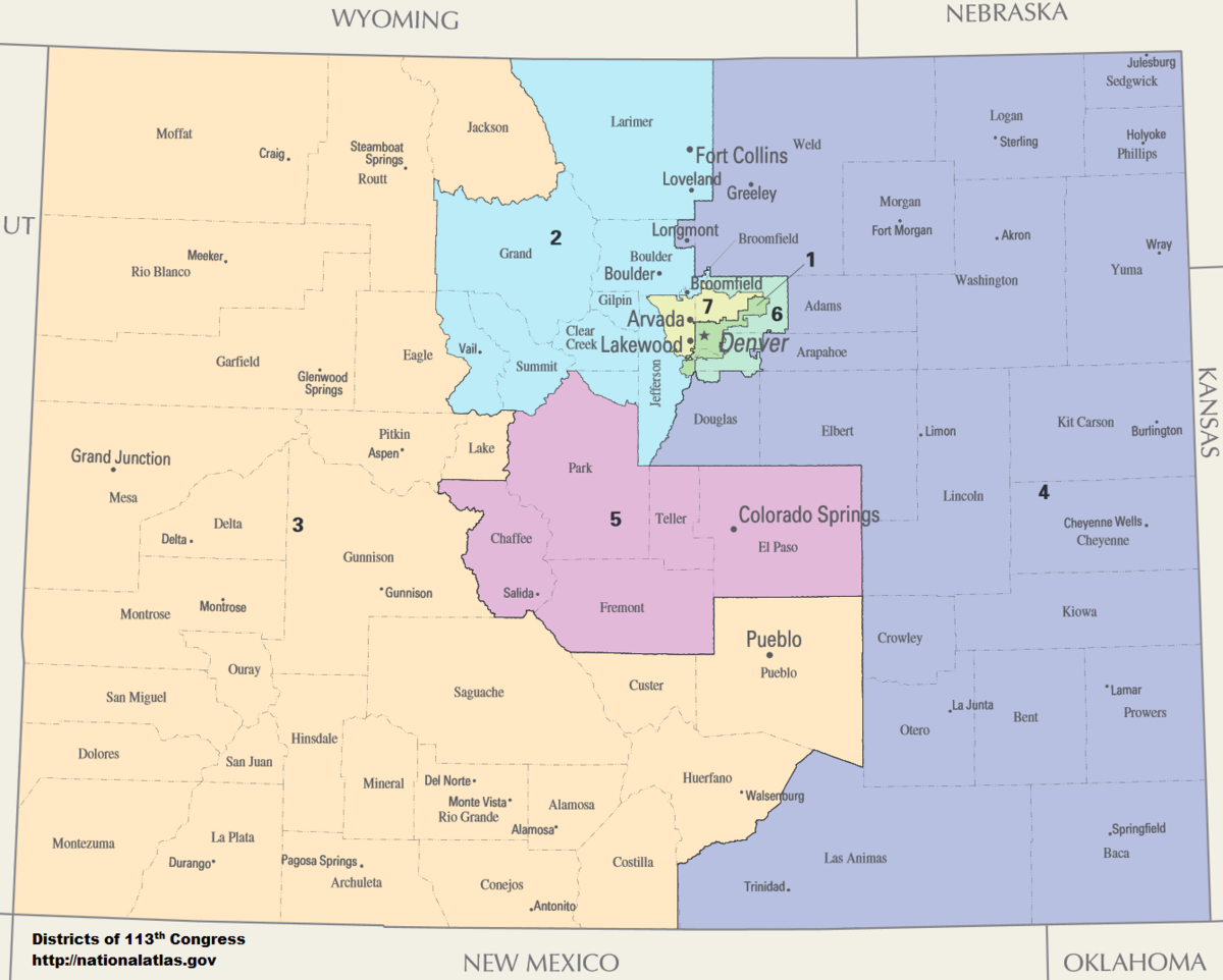 Colorado Congressional Districts Map Colorado's congressional districts   Wikipedia