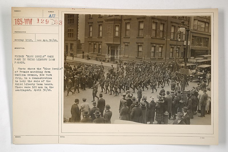 File:Commission - From Foreign Nations - France - Blue Devils - French "Blue Devils" take part in third Liberty Loan parade - NARA - 26431994.jpg