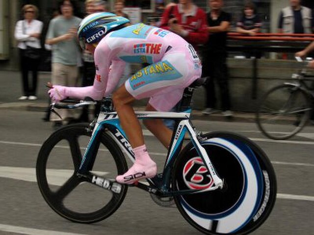 Giro champion Alberto Contador during the stage 21 individual time trial.