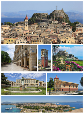 Corfu montage. Clicking on an image in the picture causes the browser to load the appropriate article, if it exists.