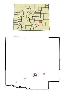 Crowley County Colorado Incorporated and Unincorporated areas Ordway Highlighted.svg