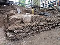 Uitgegraven fundamenten Domplein bij aanleg ondergronds bezoekerscentrum, juni 2013 - resten van vroegmiddeleeuws kerkje This is an image of rijksmonument number 36078