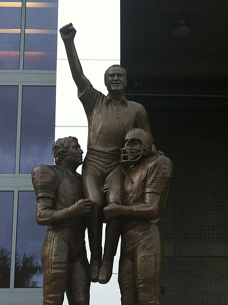 A statue of coach Don Shula outside of Hard Rock Stadium