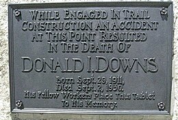 Memorial plaque to Donald Downs Donald Downs plaque.jpg