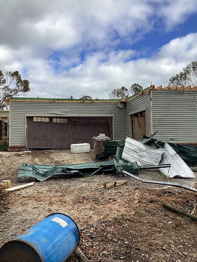 Low-end EF2 damage to a home near Sardis, Arkansas.