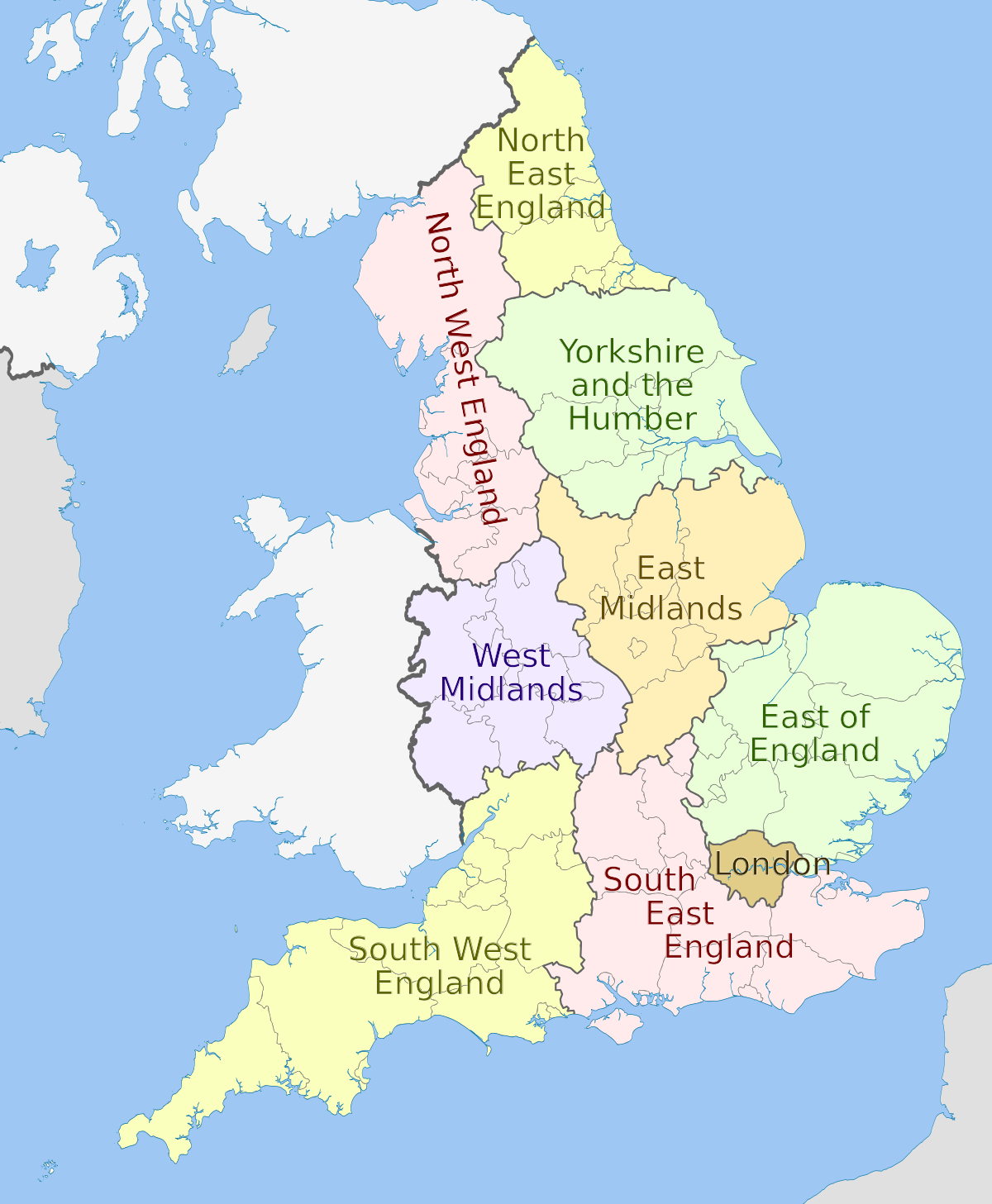 engeland kaart Regio's van Engeland   Wikipedia