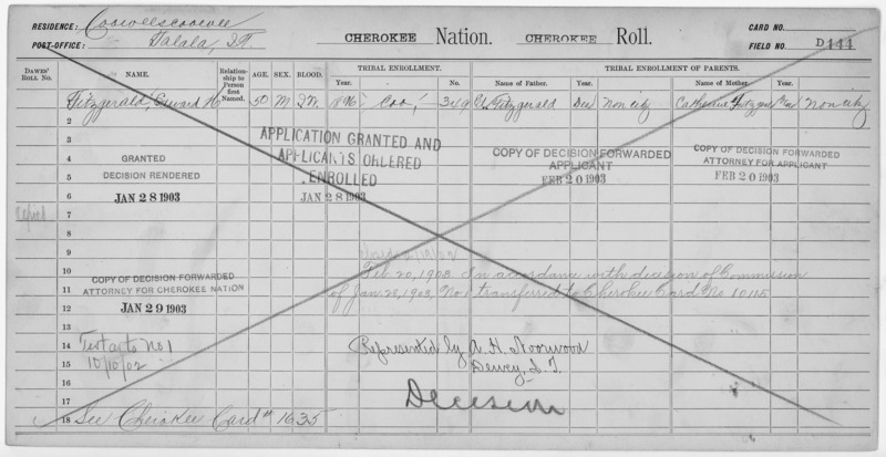 File:Enrollment for Cherokee Census Card D144 - NARA - 251892.tif