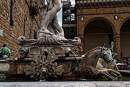 Firenze - Florence - Piazza della Signoria - View South on La Fontana del Nettuno - the Neptune Fountain 1575