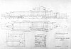 Blueprints for a ship with triple gun turrets forwards and aft, a flight deck and "island" superstructure in between.