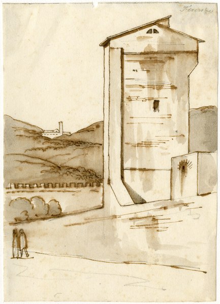 File:Florence gebouw en muur met heuvels op de achtergrond PK-T-1343-4, PK-T-1343-5.tiff