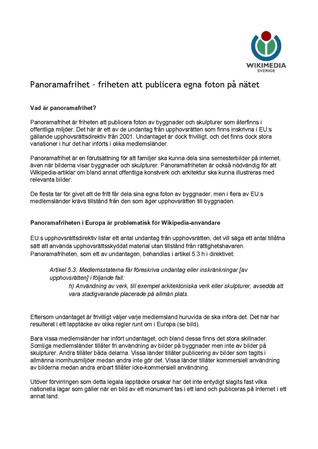 Information material about FoP sent out to all the Swedish MEPs together with a personalized letter.
