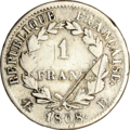 Франк Наполеон I, голова лауреата, Республика, 1808, Лион, reverse.png