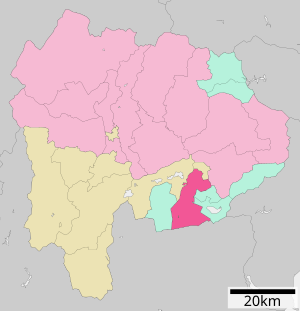 Lokalizacja Fujiyoshidas w prefekturze