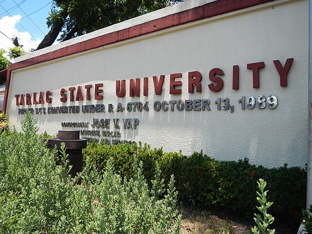 Tarlac College of Technology was converted to Tarlac State University by virtue of R.A. 6764 in 1989.