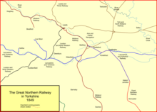 The GNR system in Yorkshire in 1849 GNR yorks 1849.png