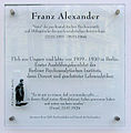 Franz Alexander, Ludwigkirchstraße 9a, Berlin-Charlottenburg, Deutschland