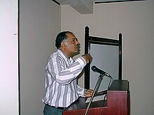 Former party president Prabhakar Timble in 1998 Goanetters, at one of the early Goanet meetings in Goa, probably 1998. 03.jpg