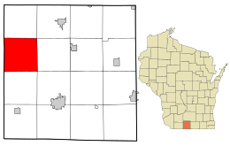 Местоположение в округе Грин и штате Висконсин. 