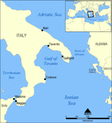 The southeastern tip of Italy can be seen on the left, with the coast of Albania appearing on the right