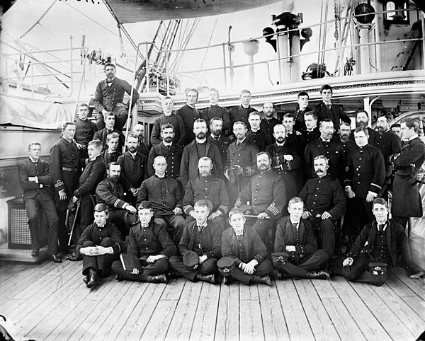 Bellerophon's officers at Halifax, Nova Scotia, Canada, while with the North America and West Indies Squadron, circa. 1889–1892