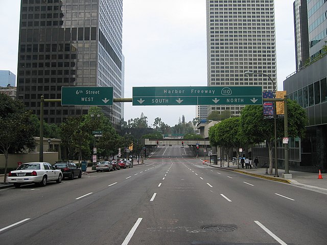 Entrance to the Harbor Freeway in Downtown Los Angeles