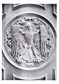 Kassettierte Stuckdecke mit heraldischem Adler geschmückt