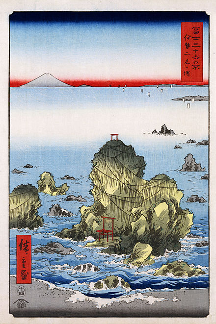 Fuji 36 Views of Ise Futamikaura" by Hiroshige Utagawa.