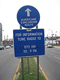 Thumbnail for File:Hurricane Route sign Tulane Avenue floodlines.jpg